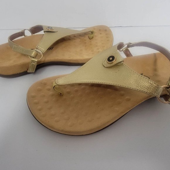 Athlefit Women's Comfortable Orthopedic Sandals Thong Dressy T-Strap SIZE 9 GOLD - Picture 7 of 15